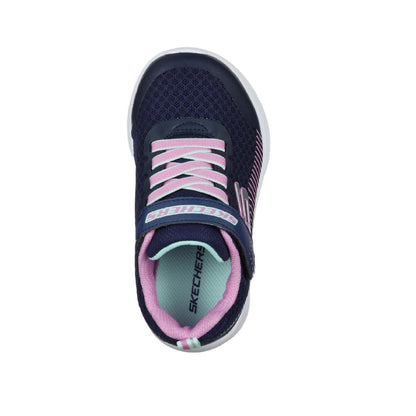 Lavender-Navy - Pack Shot - Skechers Girls Microspec Diagonal Stripe Trainers