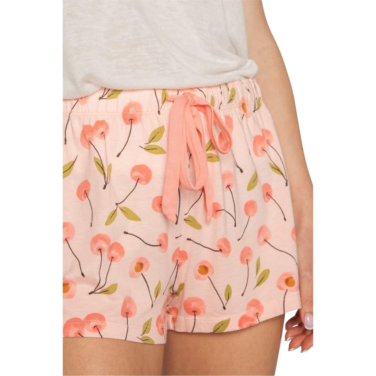 Pink - Side - PJ Salvage Womens-Ladies Jersey Relaxed Fit Lounge Shorts