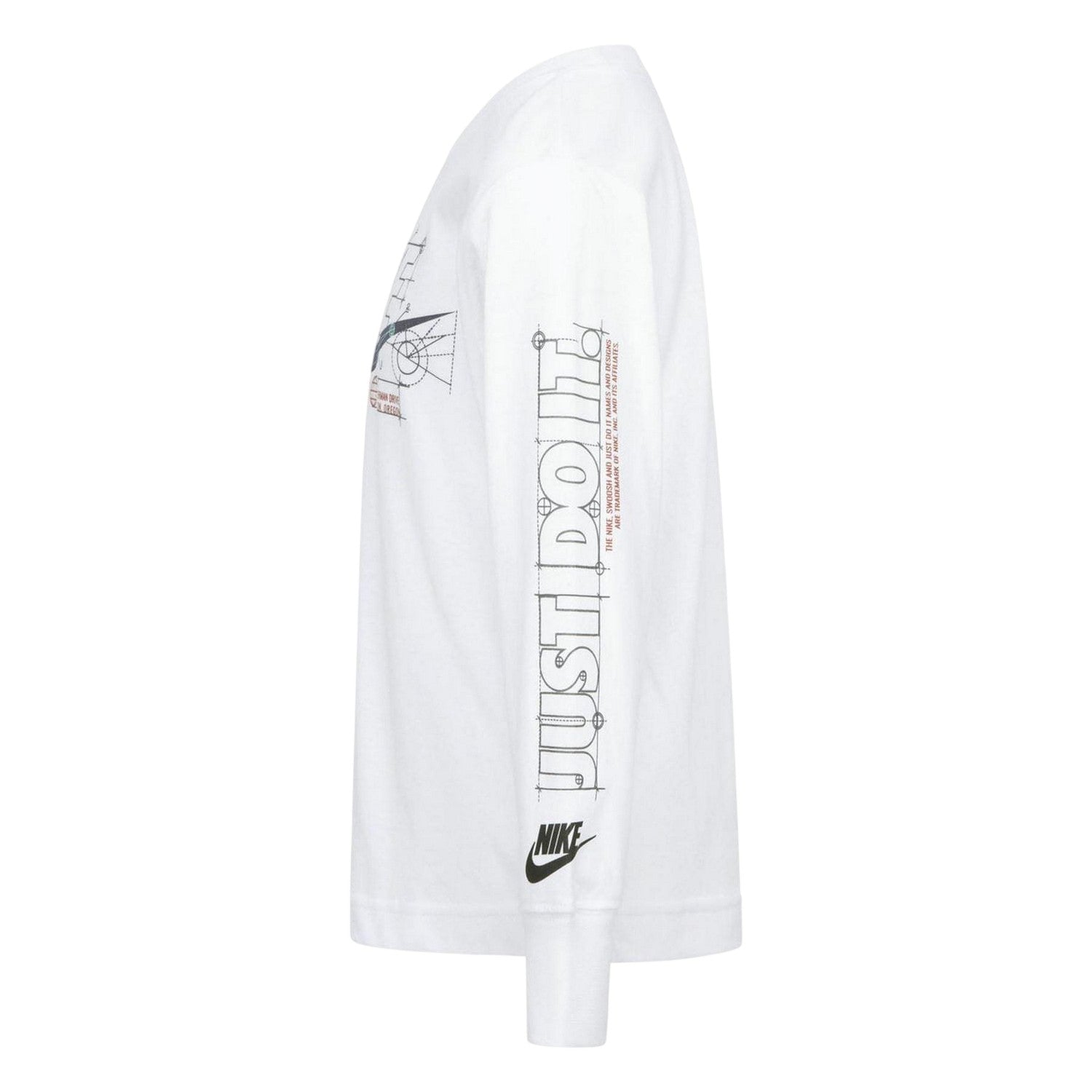 White - Side - Nike Womens-Ladies Blueprint Long-Sleeved T-Shirt