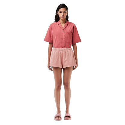 Pink - Front - Lacoste Womens-Ladies Elasticated Waist Loose Fit Sweat Shorts
