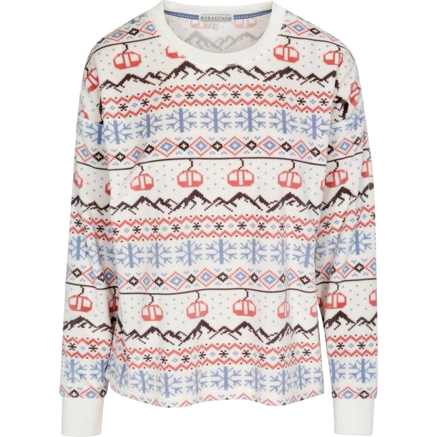 Off White - Front - PJ Salvage Womens-Ladies Christmas Fair Isle Top