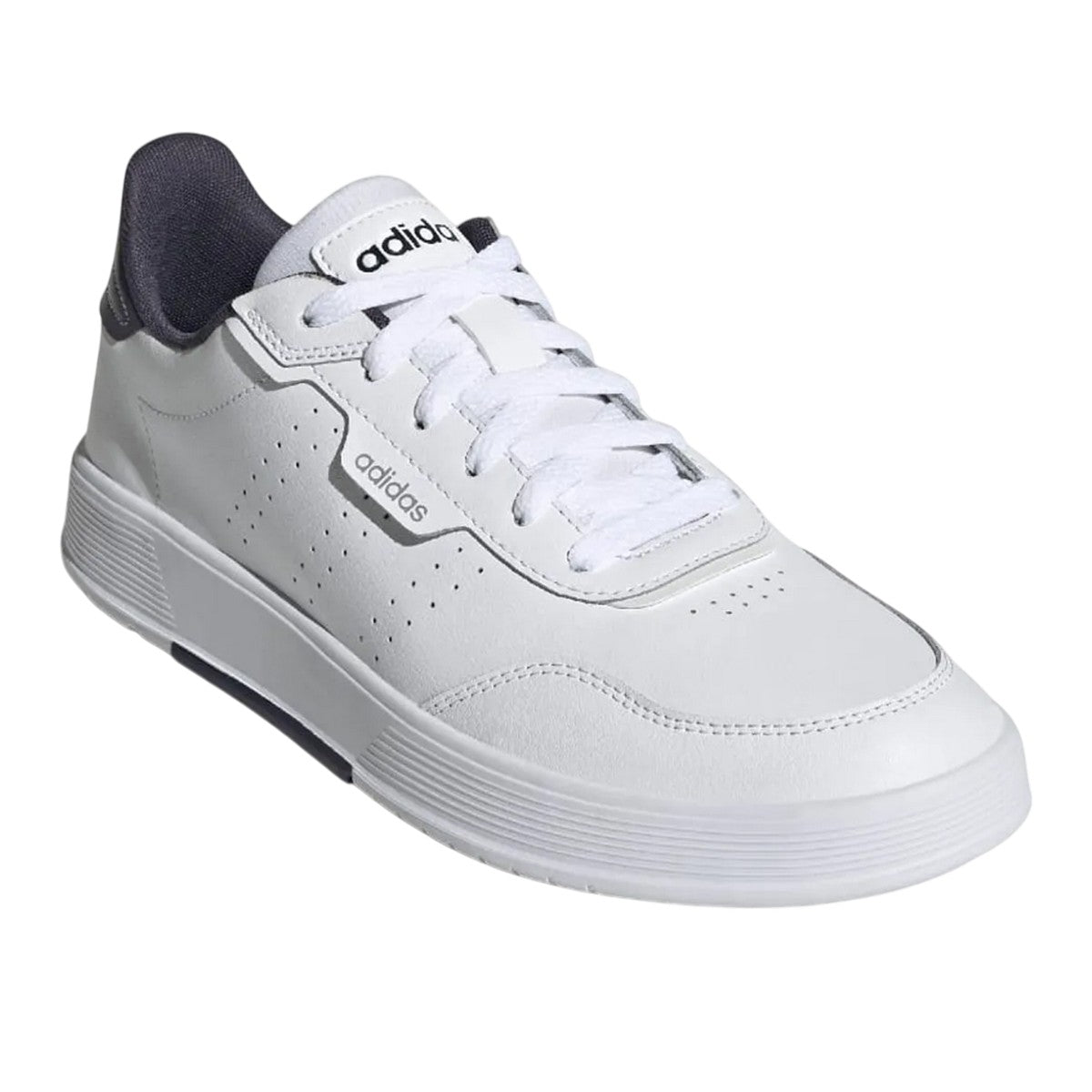 White-Navy - Front - Adidas Mens Courtphase Leather Court Trainers