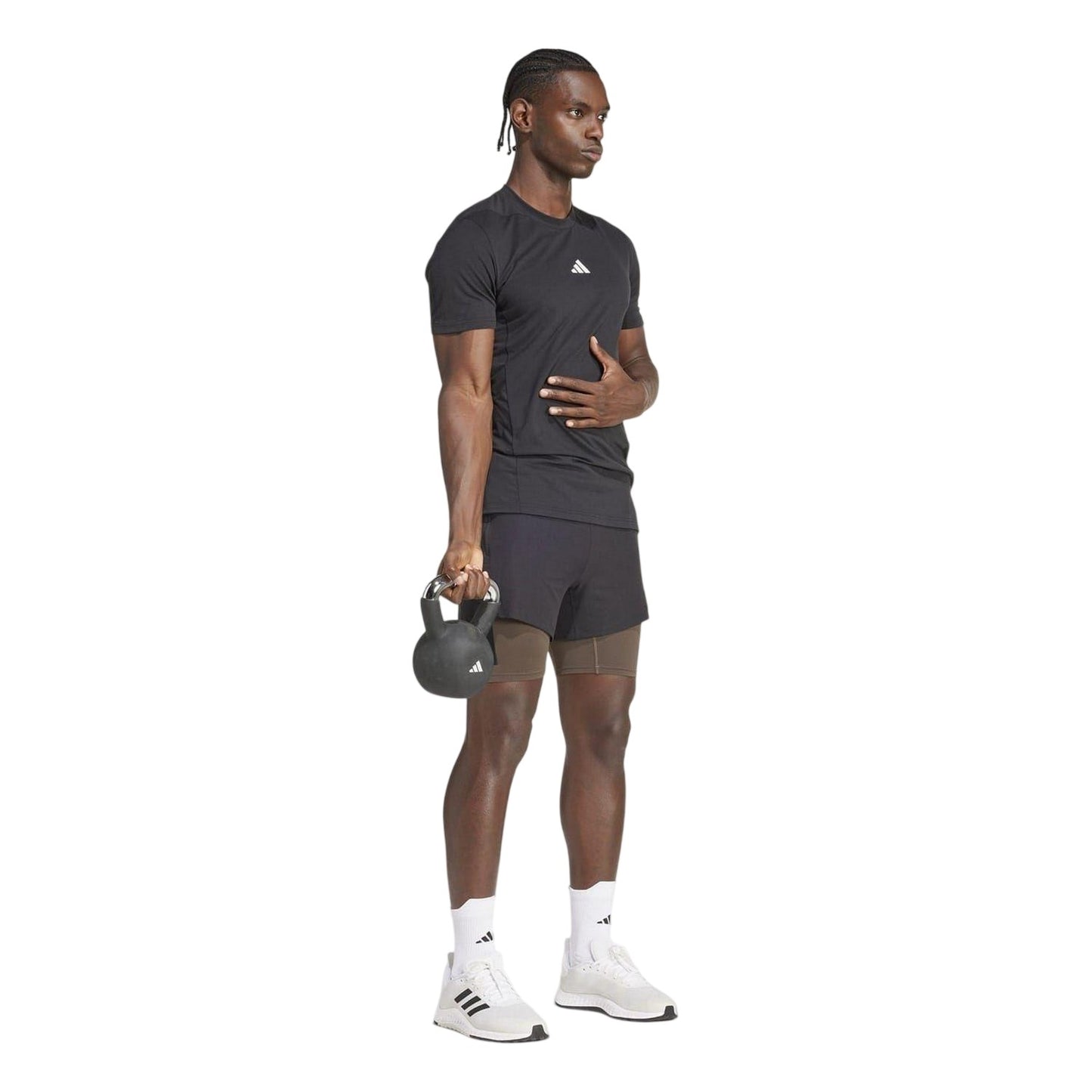 Black - Side - Adidas Mens Power 2 in 1 Workout Shorts