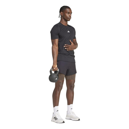 Black - Side - Adidas Mens Power 2 in 1 Workout Shorts