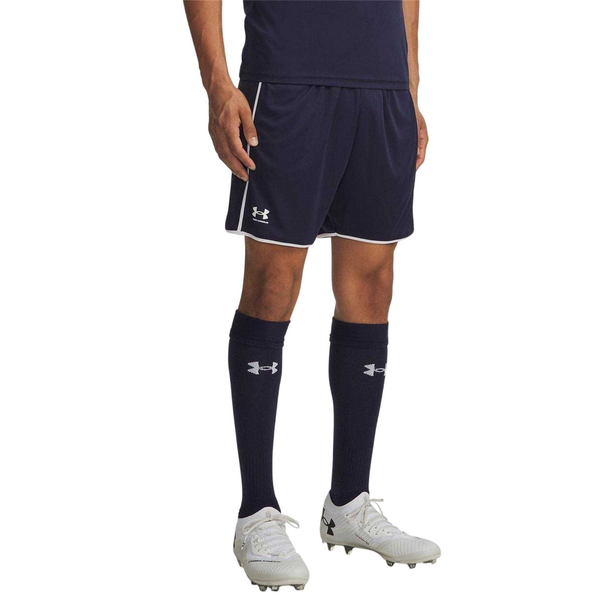 Navy-White - Front - Under Armour Mens Challenger Training Performance Shorts