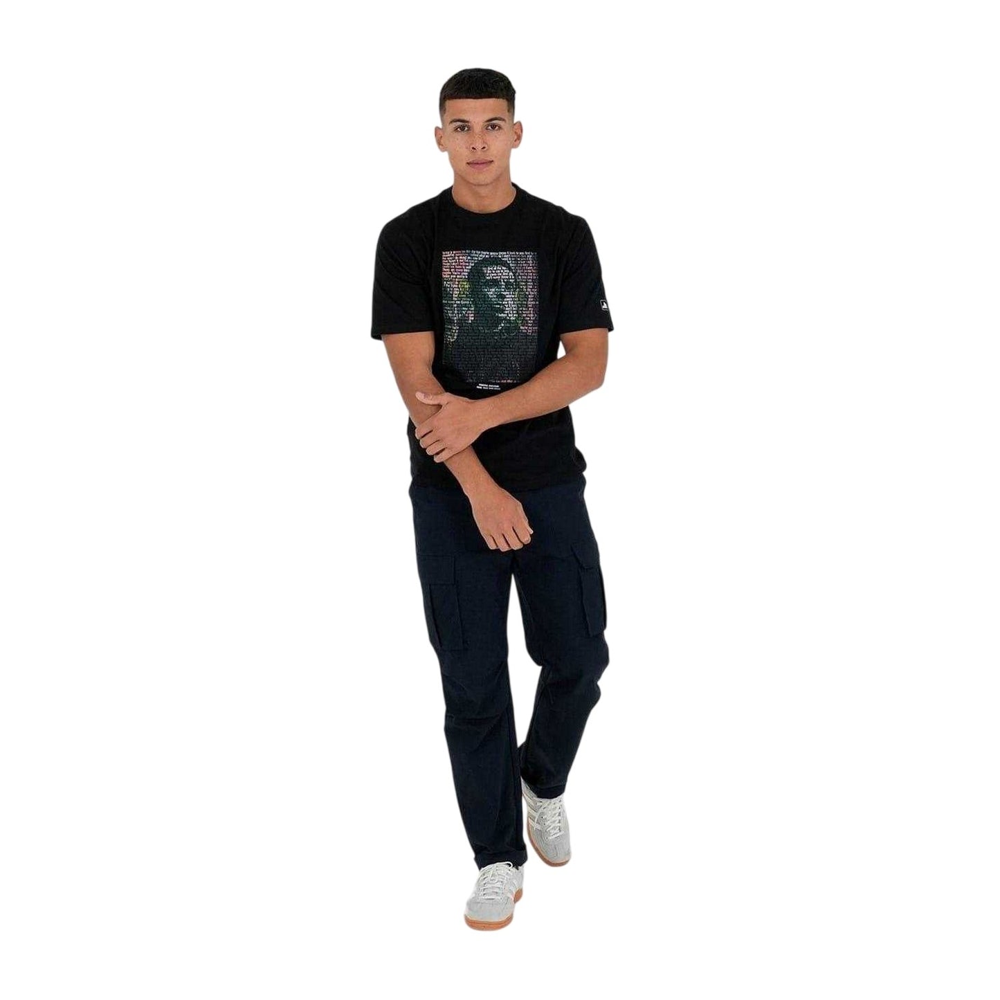 Black - Side - Oasis Unisex Adult Wonderwall Portrait Regular T-Shirt