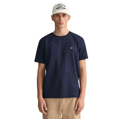 Navy - Front - Gant Mens Fit Shield T-Shirt