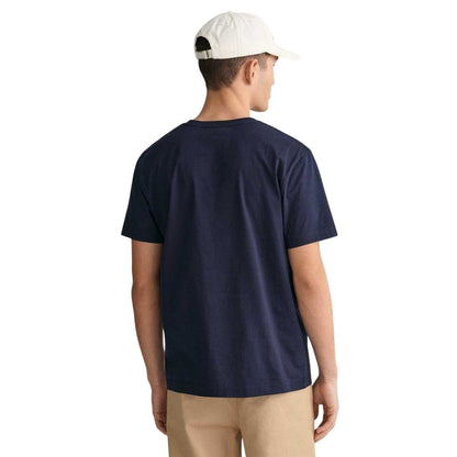 Navy - Back - Gant Mens Fit Shield T-Shirt