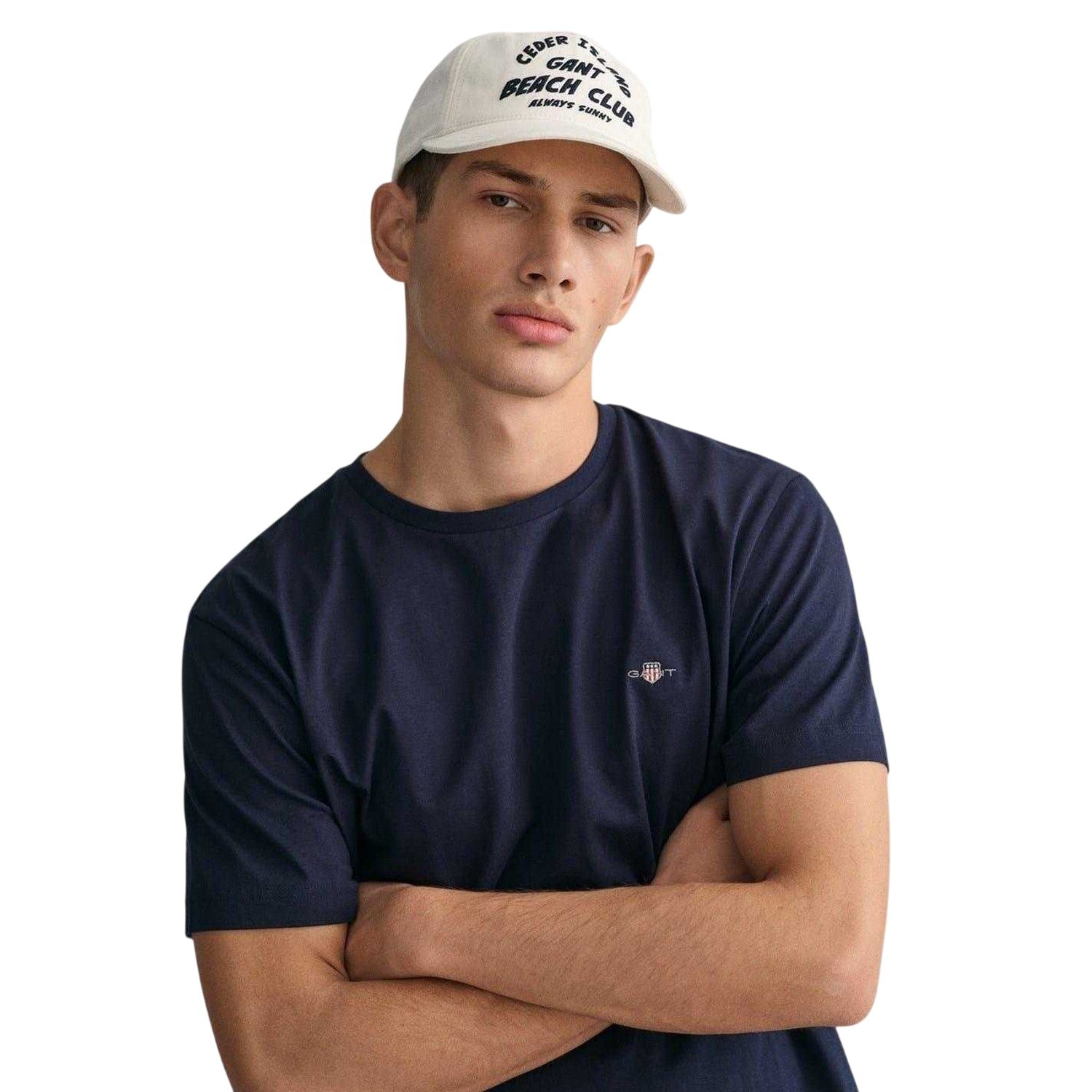 Navy - Side - Gant Mens Fit Shield T-Shirt