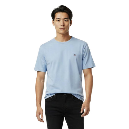 Fresh Blue - Front - Gant Mens Fit Shield T-Shirt