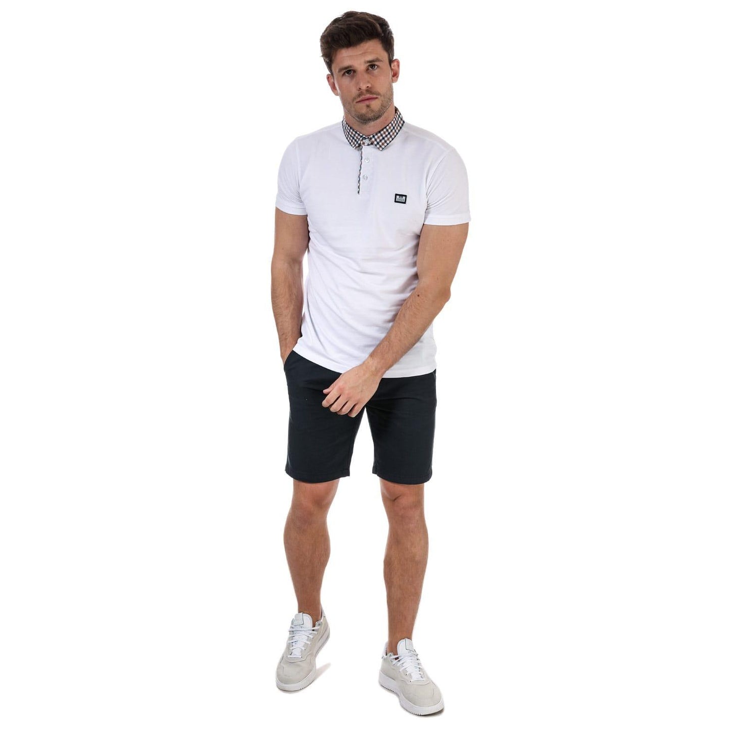 Navy - Close up - Weekend Offender Mens Dillenger Cotton Twill Shorts