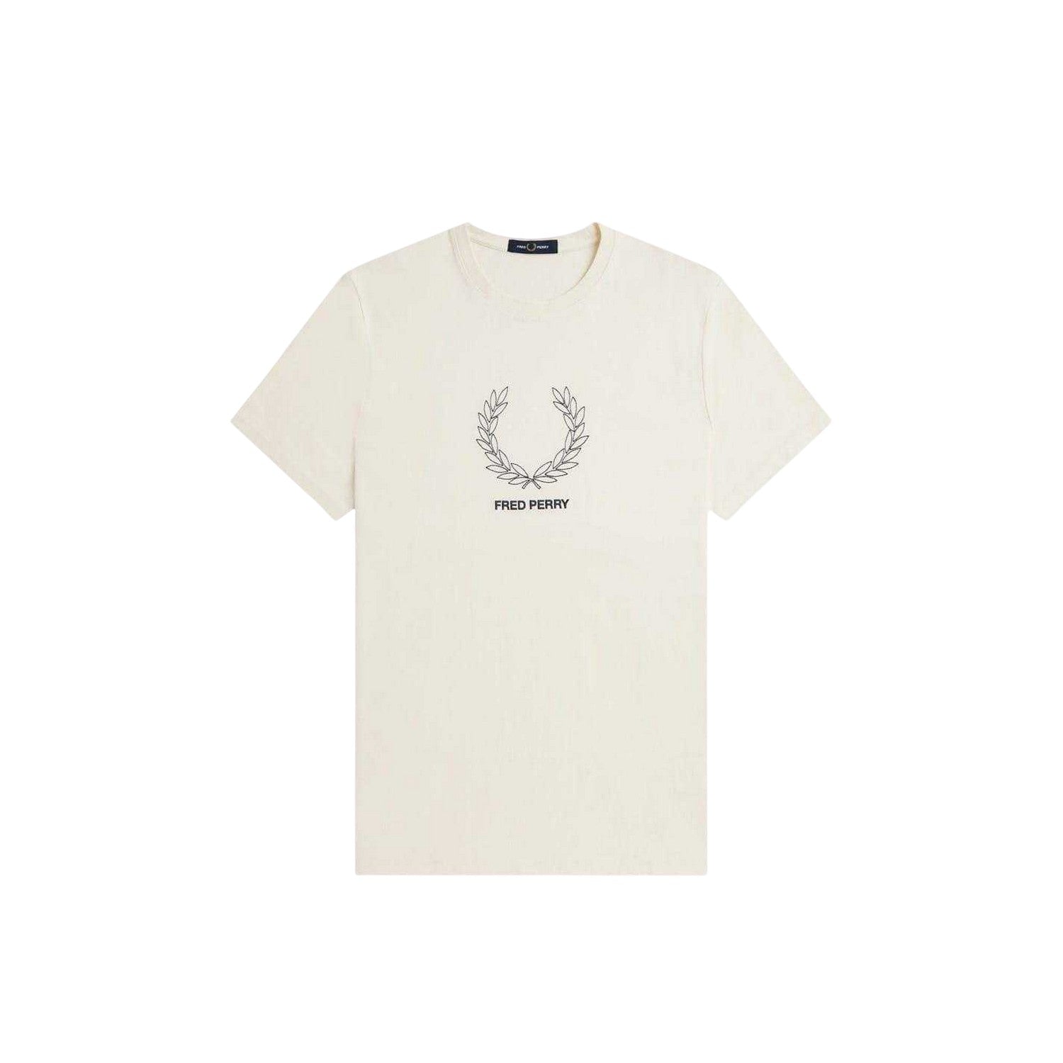 Ecru - Front - Fred Perry Mens Wreath Logo Regular T-Shirt