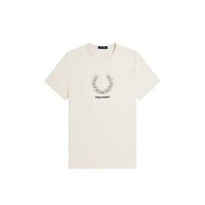 Ecru - Front - Fred Perry Mens Wreath Logo Regular T-Shirt
