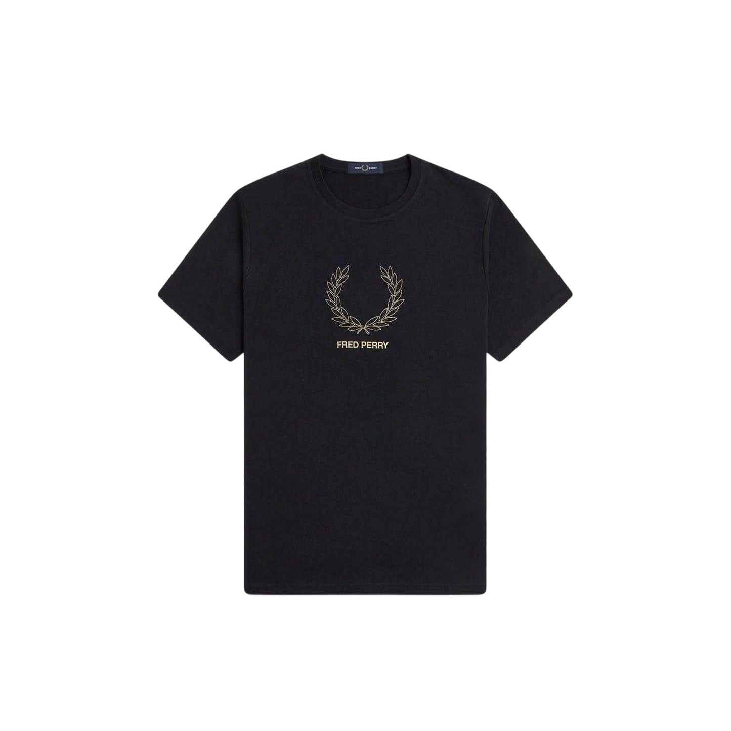 Black - Front - Fred Perry Mens Wreath Logo Regular T-Shirt