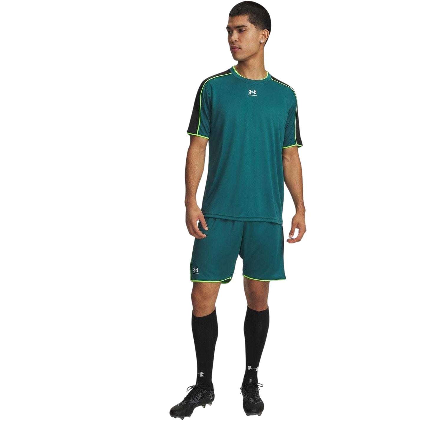 Green - Side - Under Armour Mens Football Shorts
