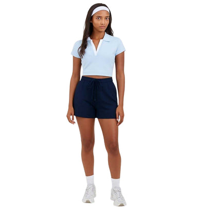 Navy - Side - Brave Soul Womens-Ladies Jersey Sweat Shorts