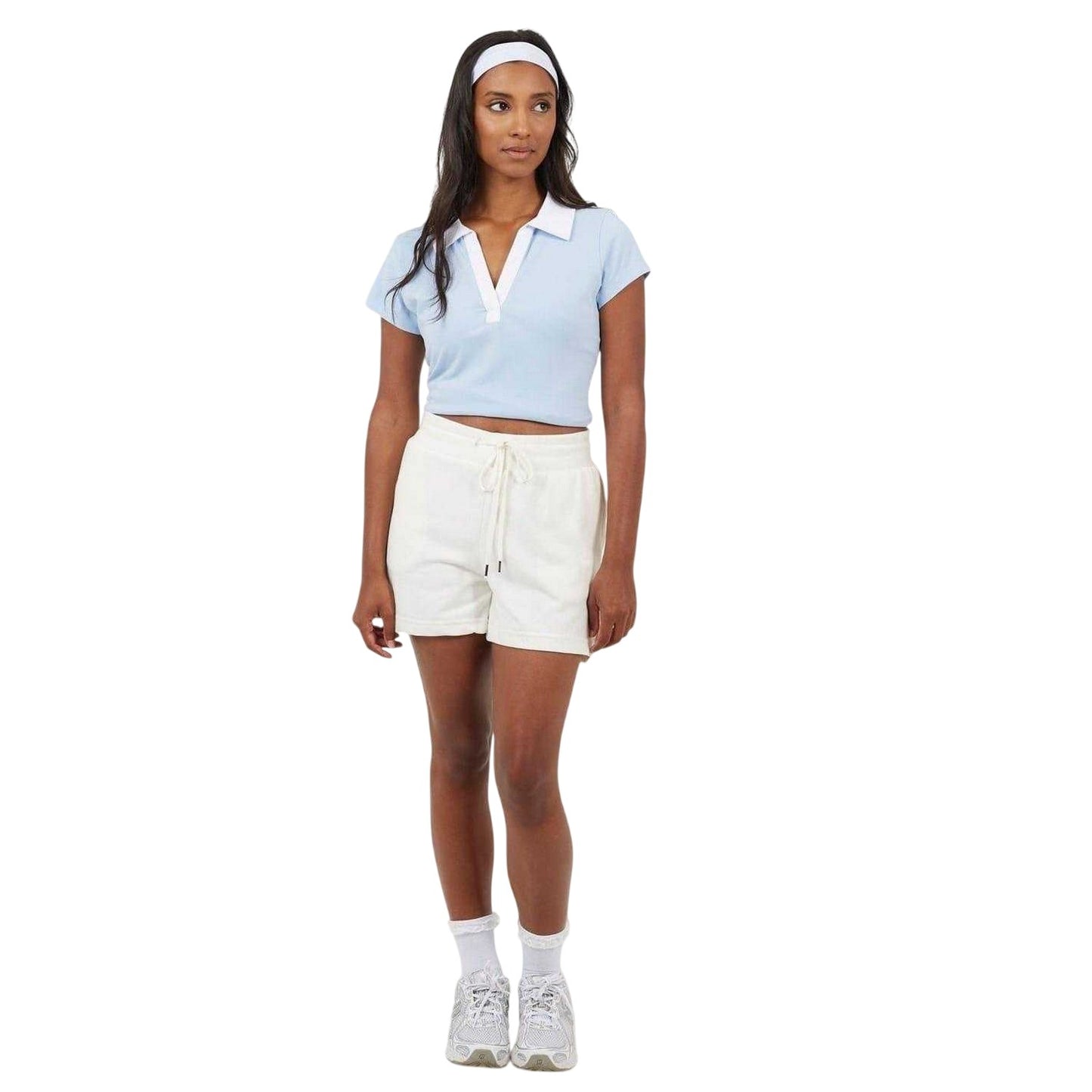 Off White - Side - Brave Soul Womens-Ladies Jersey Sweat Shorts
