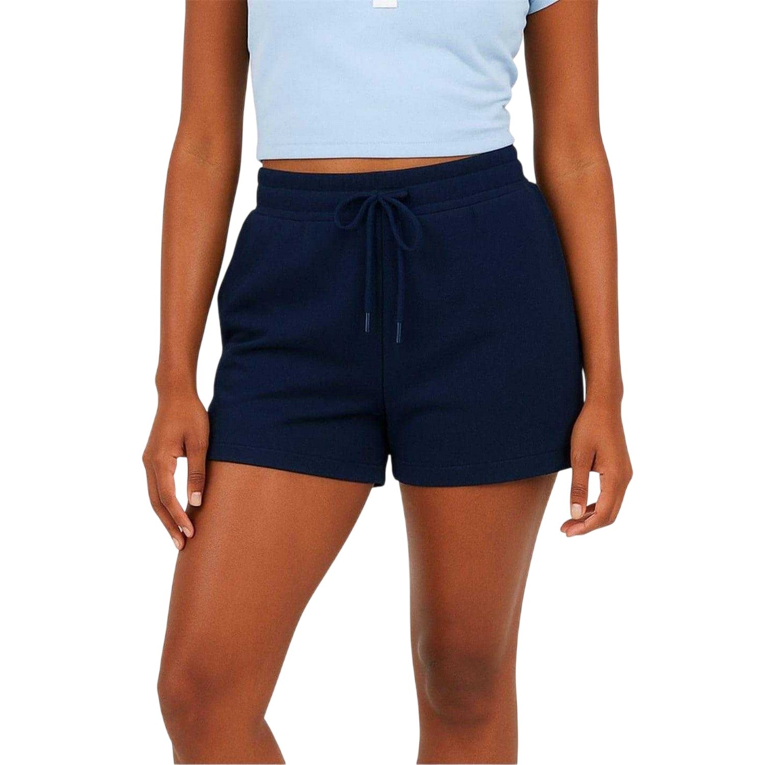 Navy - Front - Brave Soul Womens-Ladies Jersey Sweat Shorts