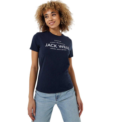 Navy - Front - Jack Wills Womens-Ladies Forstal Boyfriend T-Shirt