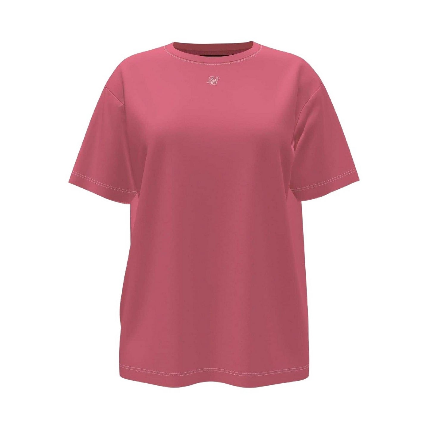 Pink - Front - SikSilk Womens-Ladies Solid Oversized T-Shirt