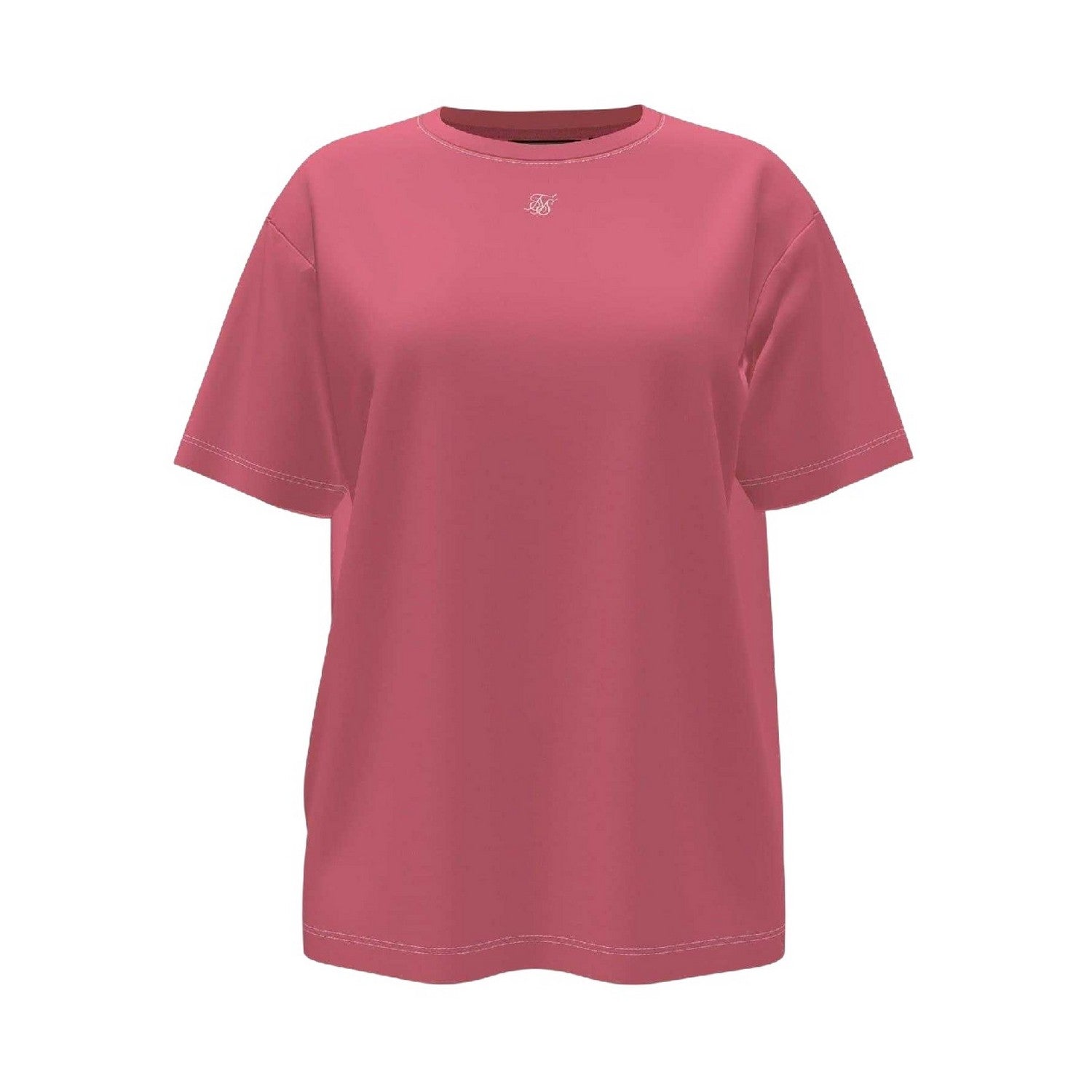 Pink - Front - SikSilk Womens-Ladies Solid Oversized T-Shirt