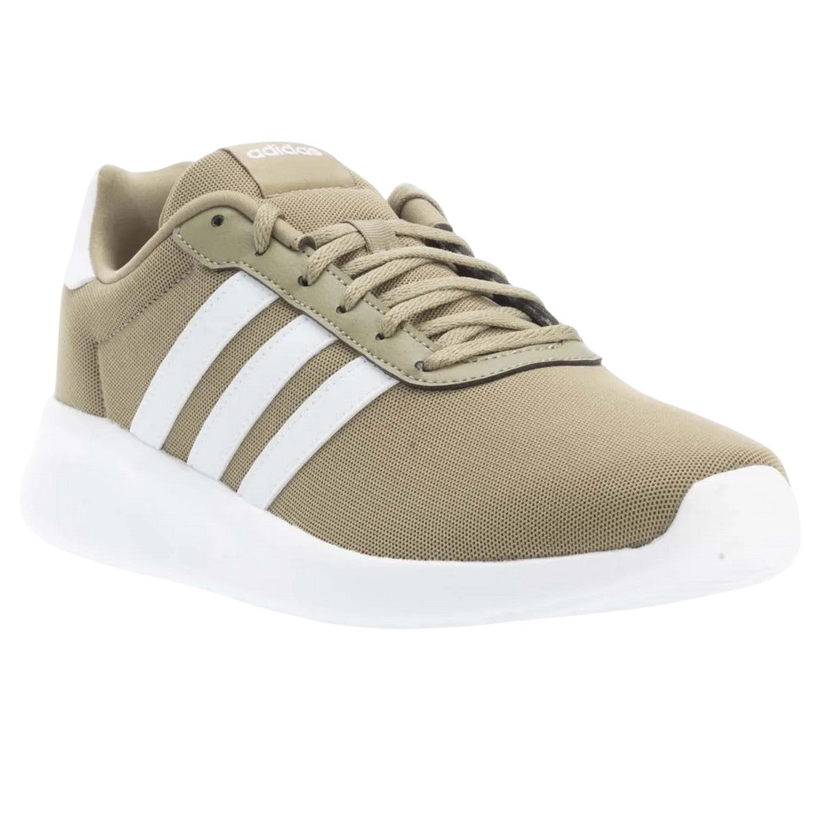 Green-White - Front - Adidas Mens Lite Racer 3.0 Suede Trainers
