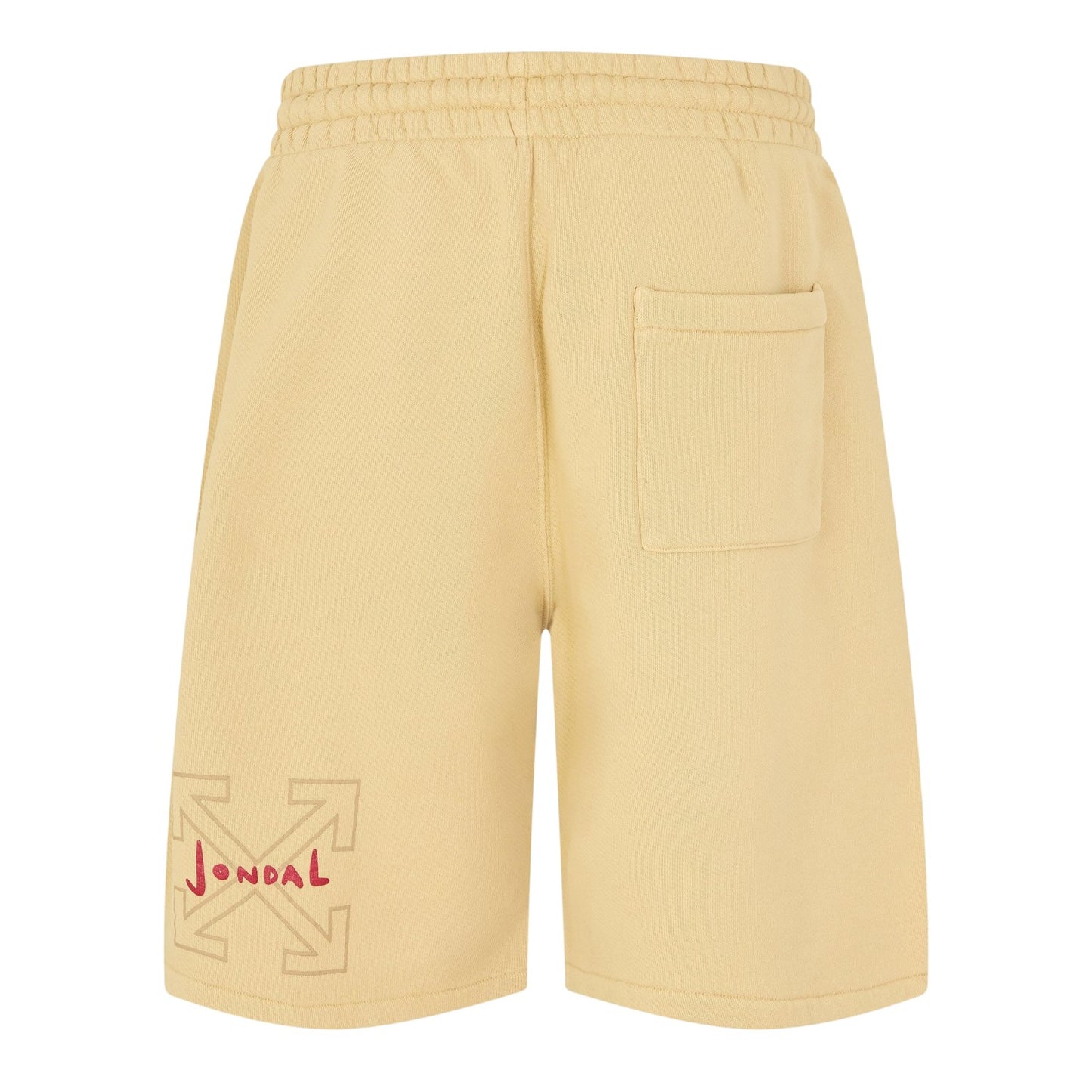 Beige-Red - Back - Off White Unisex Adult Relaxed Fit Sweat Shorts
