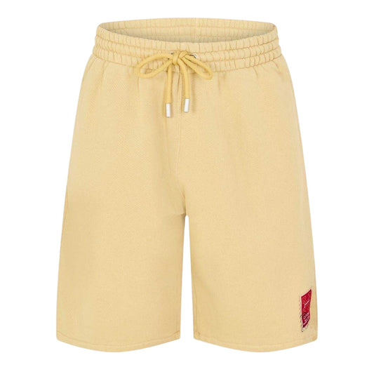Beige-Red - Front - Off White Unisex Adult Relaxed Fit Sweat Shorts