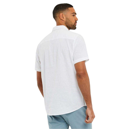 White - Back - Threadbare Mens Linen Blend Short-Sleeved Shirt