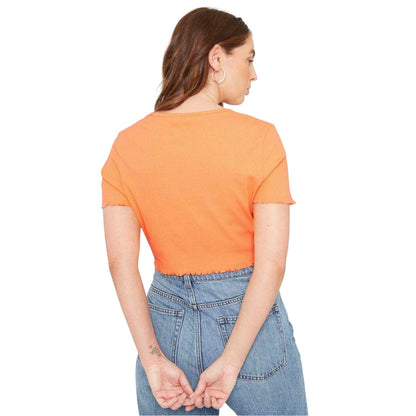 Tangerine - Back - Be You Womens-Ladies Plain Ribbed Regular Crop T-Shirt