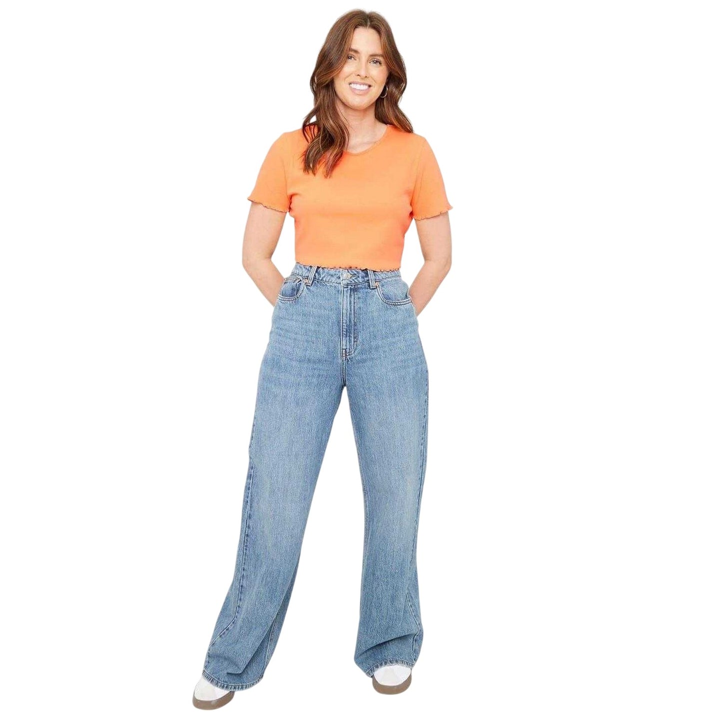 Tangerine - Side - Be You Womens-Ladies Plain Ribbed Regular Crop T-Shirt