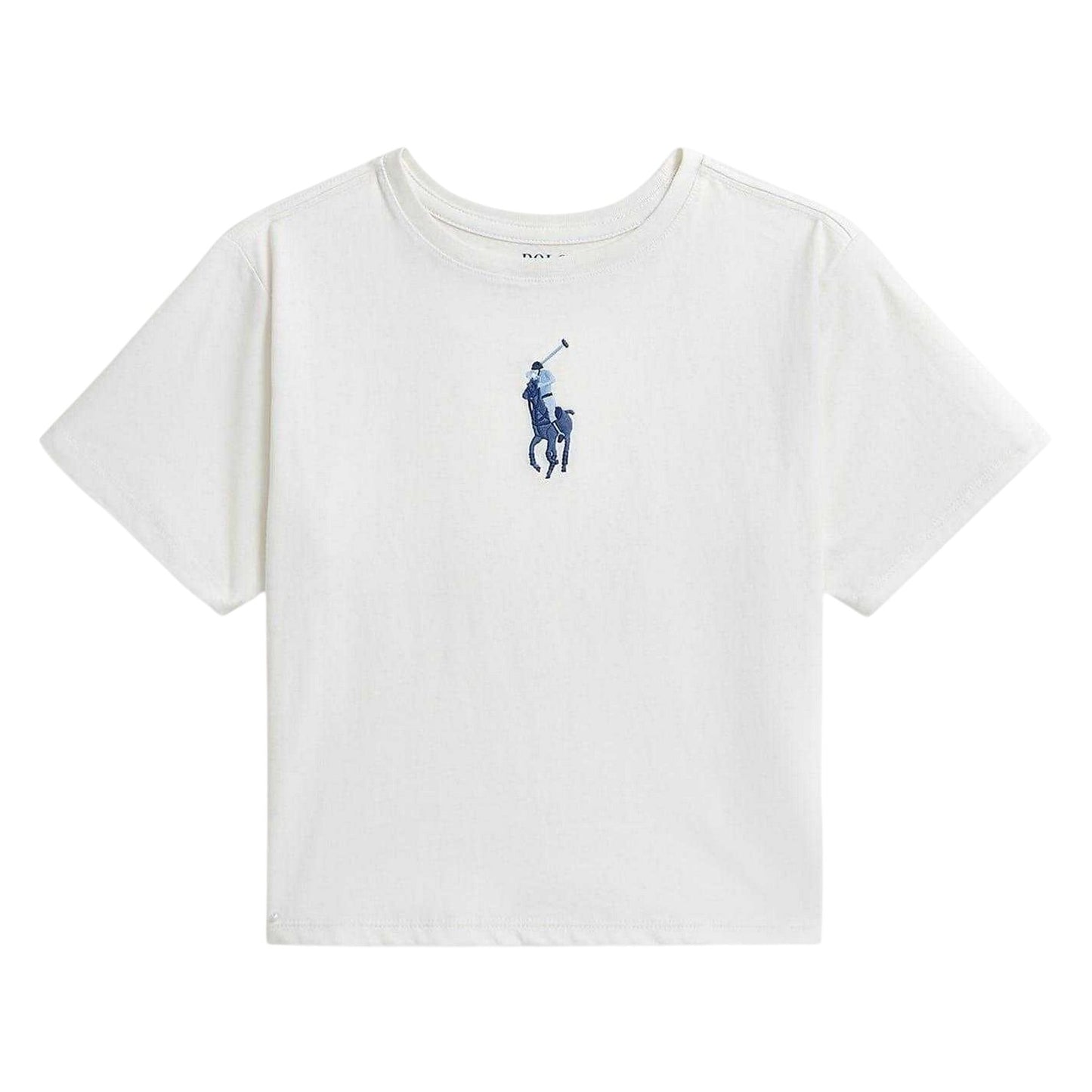 White - Front - Ralph Lauren Childrens-Kids Large Logo Regular T-Shirt