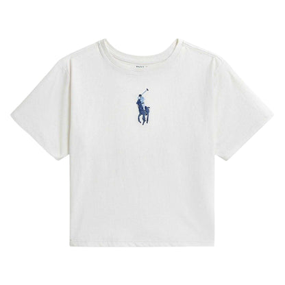 White - Front - Ralph Lauren Childrens-Kids Large Logo Regular T-Shirt