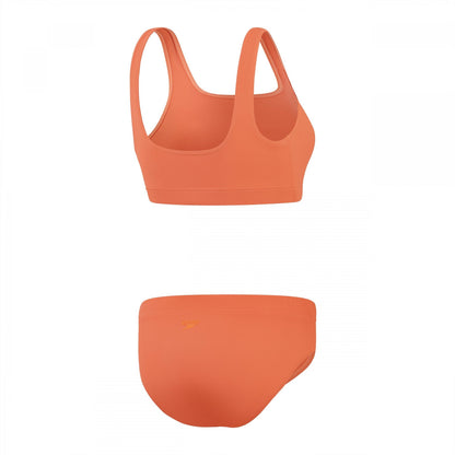 Orange - Back - Speedo Womens-Ladies Textured U-Back Bikini