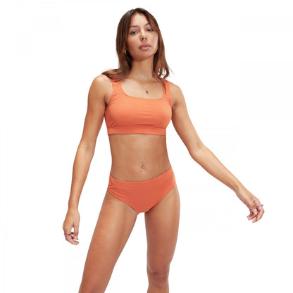 Orange - Close up - Speedo Womens-Ladies Textured U-Back Bikini