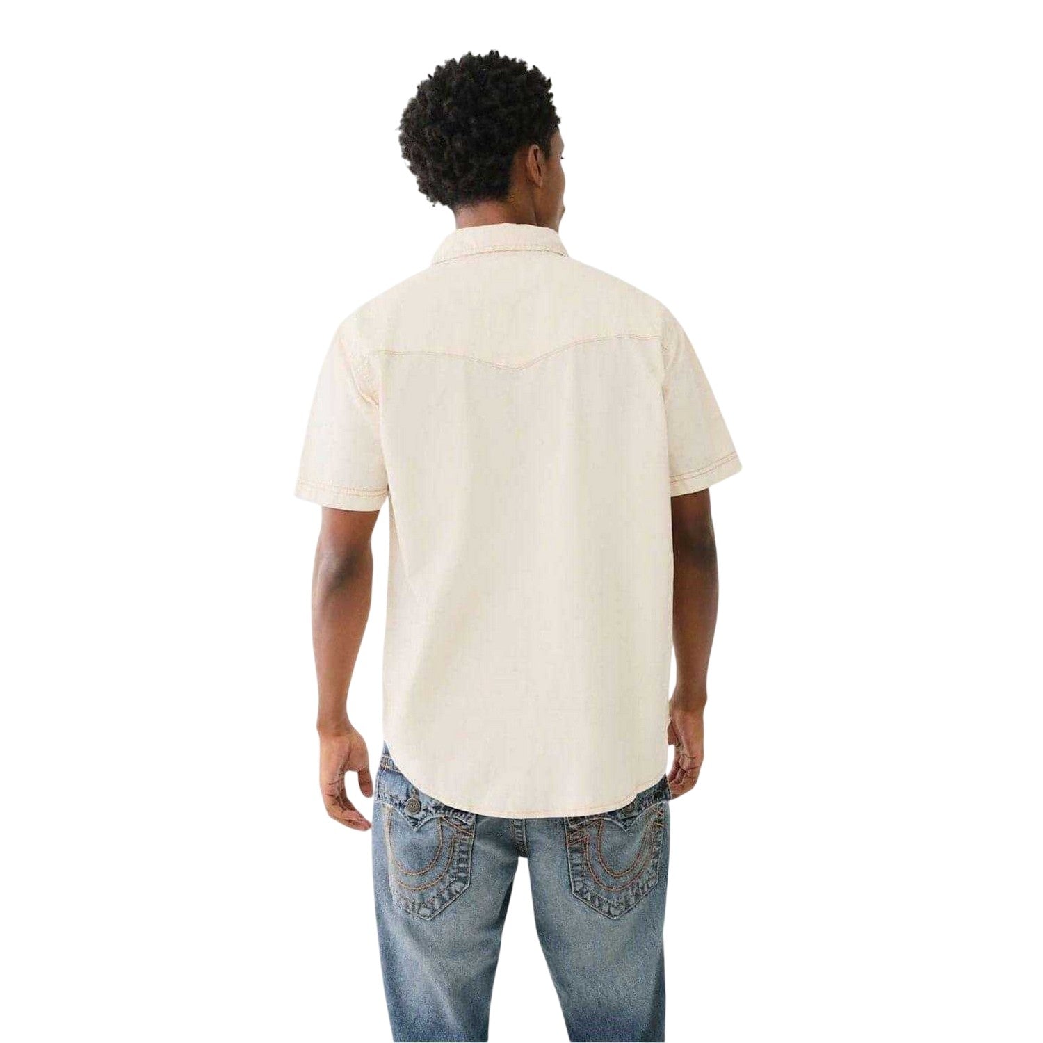 Winter White - Back - True Religion Mens Regular Short-Sleeved Shirt
