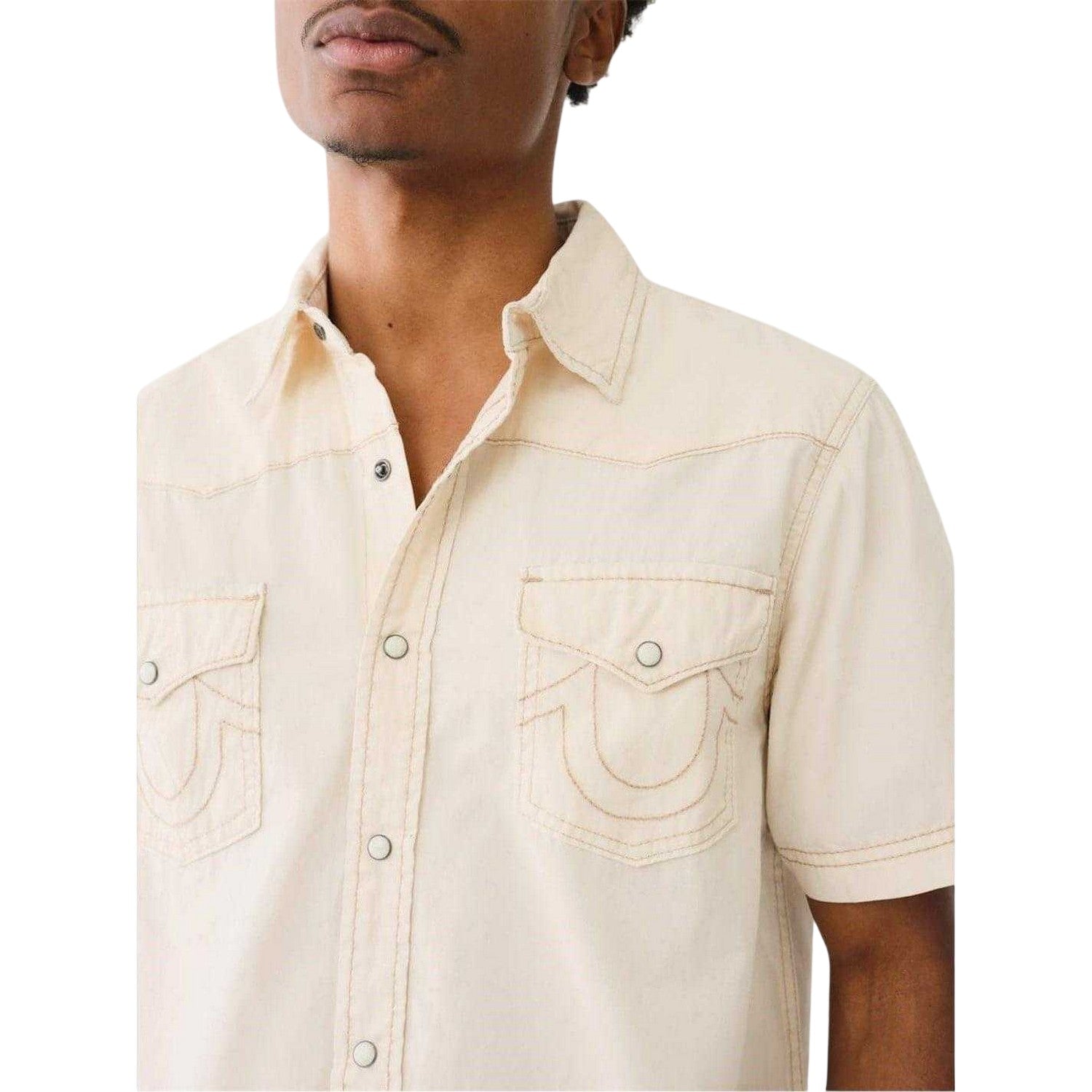 Winter White - Lifestyle - True Religion Mens Regular Short-Sleeved Shirt