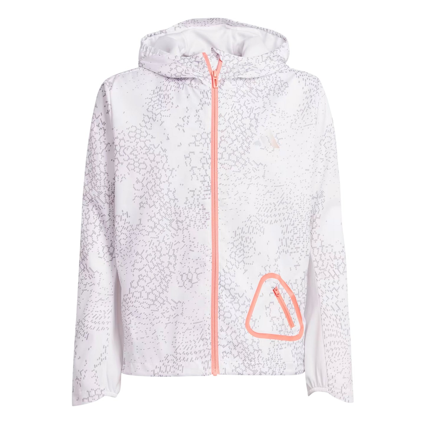 White-Light Grey Solid-Reflective - Front - Adidas Childrens-Kids Printed Windbreaker