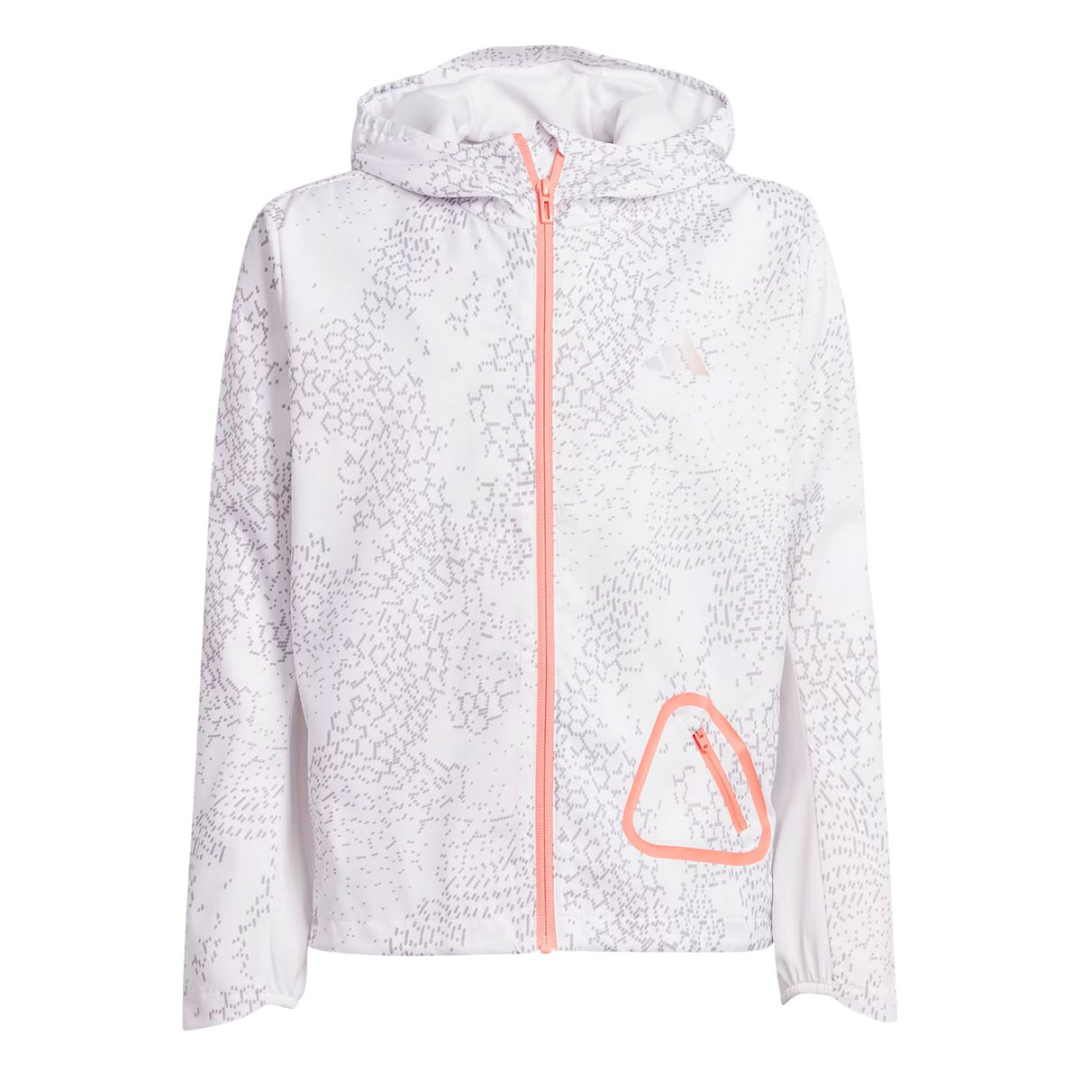 White-Light Grey Solid-Reflective - Front - Adidas Childrens-Kids Printed Windbreaker