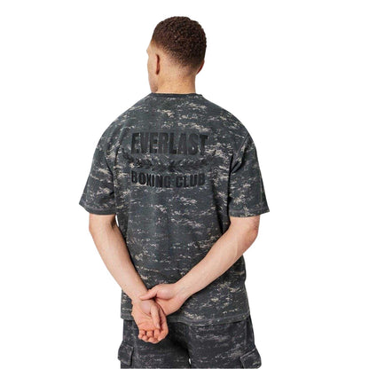Grey - Back - Everlast Mens Boxing Club Camo Cotton Oversized T-Shirt
