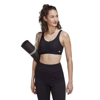 Black - Side - Adidas Womens-Ladies Coreessentials Medium Support Sports Bra