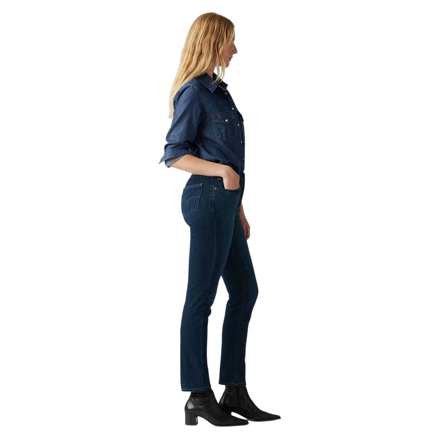 Blue - Lifestyle - Levis Womens-Ladies High Rise Straight Jeans