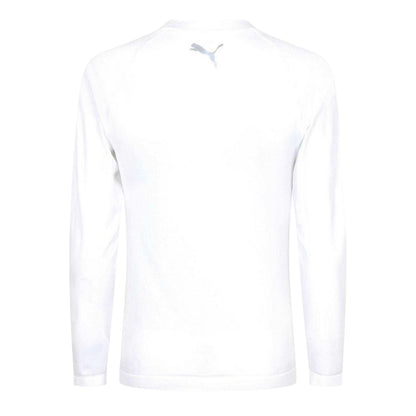 White - Back - Puma Mens Logo Crew Neck Fitted Base Layer Top