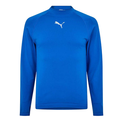 Blue - Front - Puma Mens Logo Crew Neck Fitted Base Layer Top