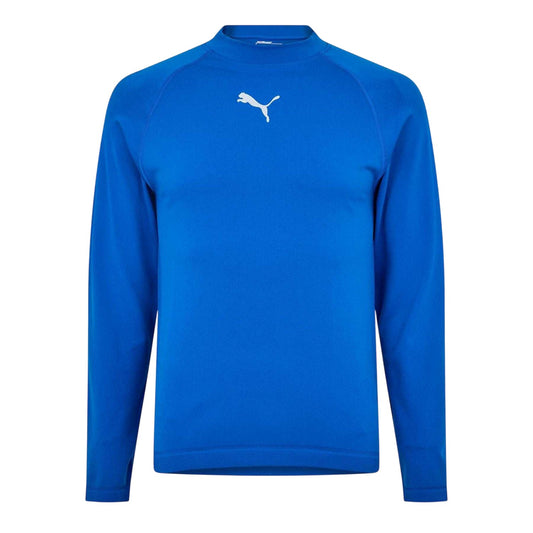 Blue - Front - Puma Mens Logo Crew Neck Fitted Base Layer Top