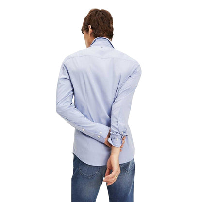 Blue - Back - Tommy Jeans Mens Plain Stretch Long-Sleeved Shirt