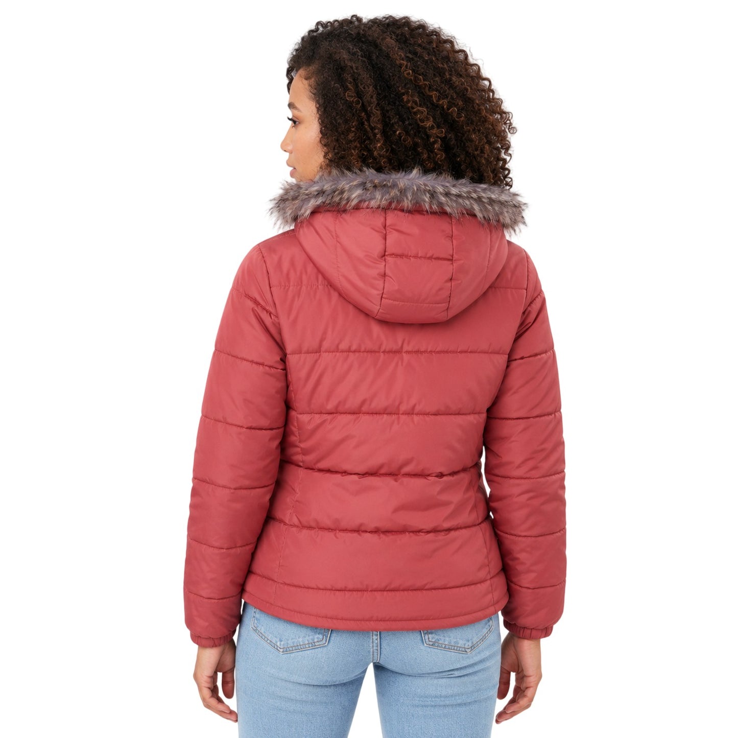 Pink - Back - Hype Womens-Ladies Puffer Jacket