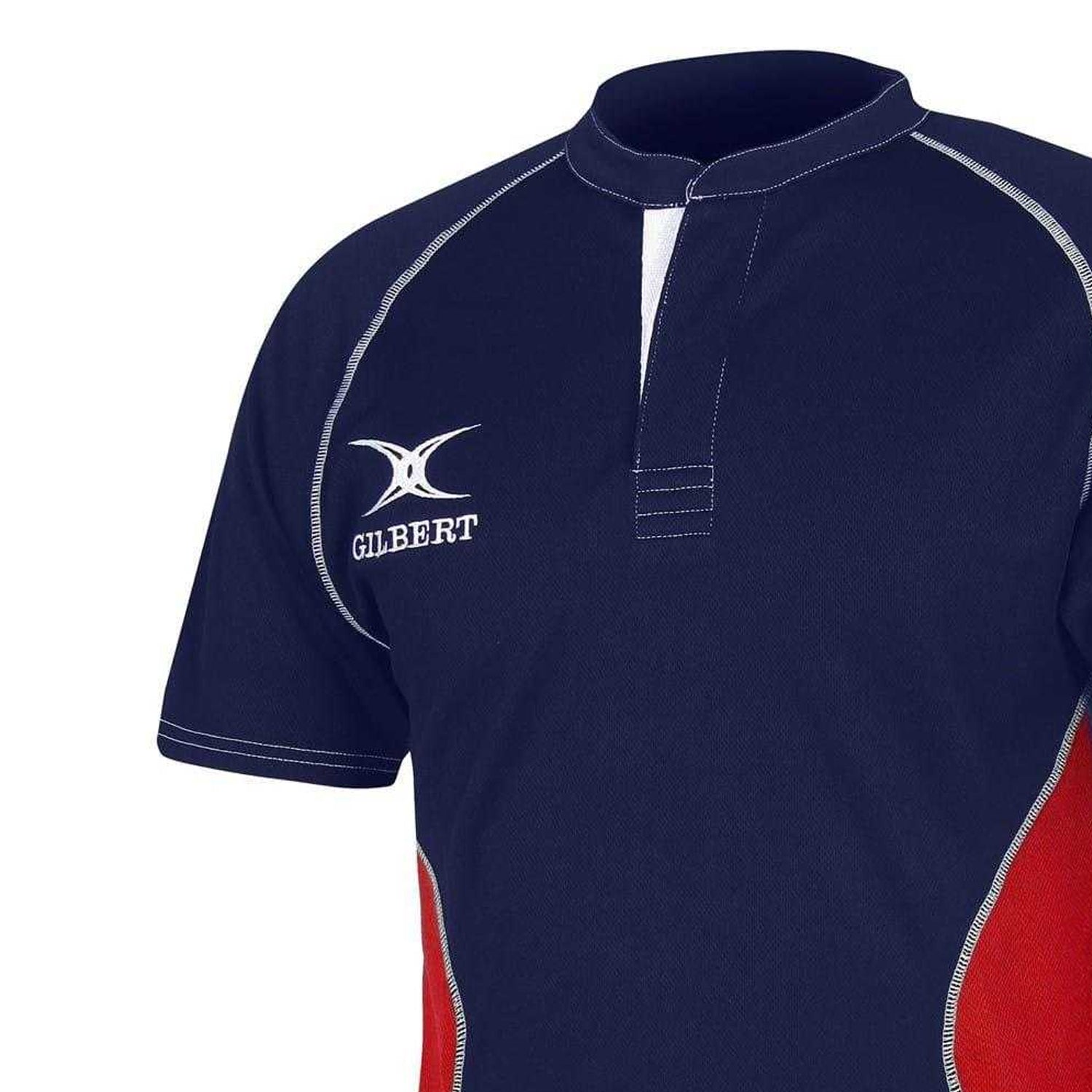 Navy-Red - Back - Gilbert Childrens-Kids Contrast Panel Regular Raglan Shirt