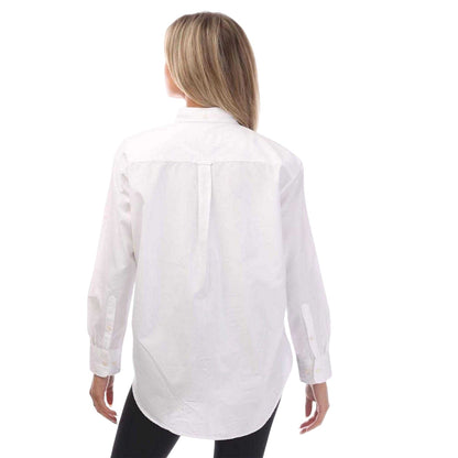 White - Back - Gant Womens-Ladies Cotton Poplin Long-Sleeved Shirt