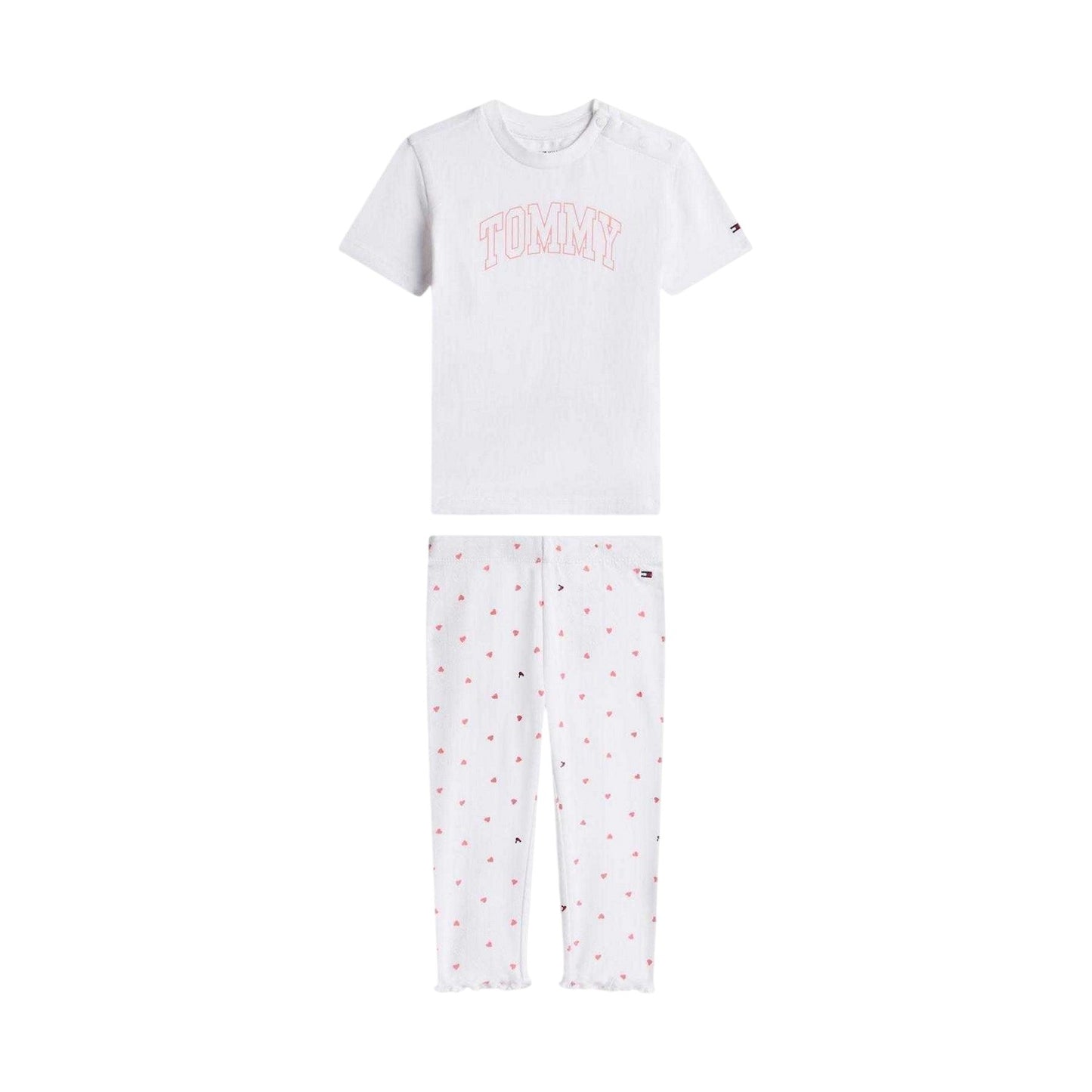 White - Front - Tommy Hilfiger Baby Girls Hearts Top And Leggings Set